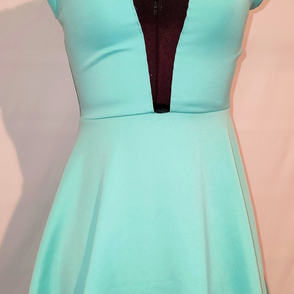 Love culture turquoise back sheer dress